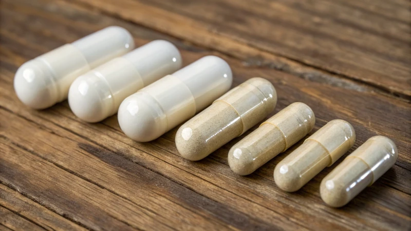 Close-up of capsules on a wooden surface