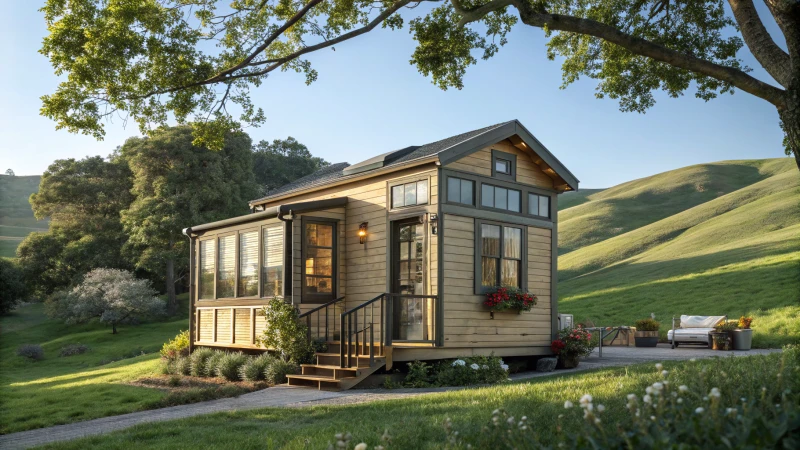 A cozy tiny home in a Californian landscape