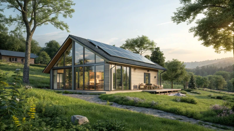 Modern eco-friendly prefab house in a natural landscape