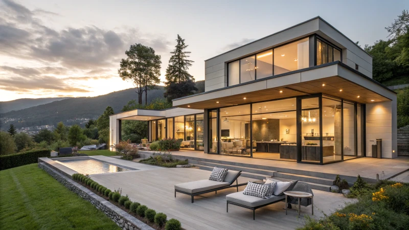 A luxurious living room with smart home technology