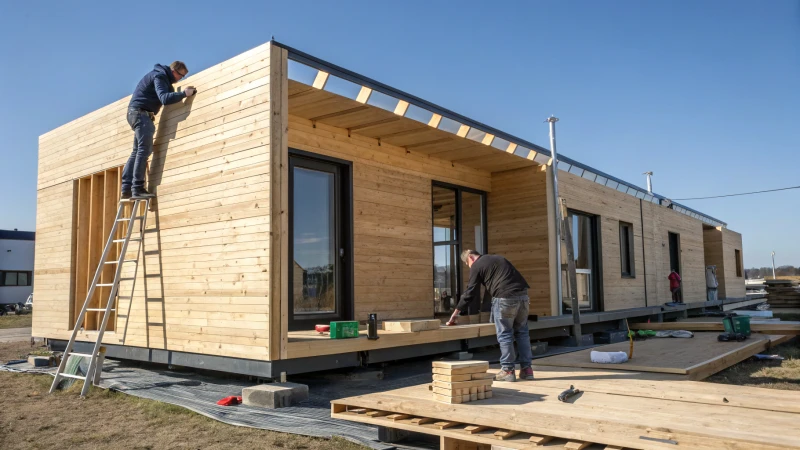 Construction site of a modern modular home
