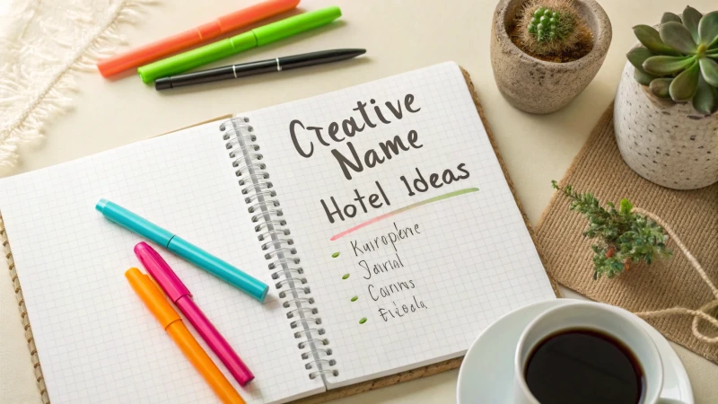 A workspace with a notepad, vibrant pens, and a coffee cup